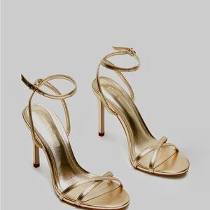 Steve Madden Jepsy Metallic Gold Strappy Stiletto Sandals size 7